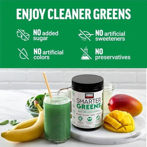Miniatura 9 de Force Factor Polvo de bienestar diario Smarter Greens, polvo de superalimento de verduras para apoyar la salud intestinal, hinchazón y digestión