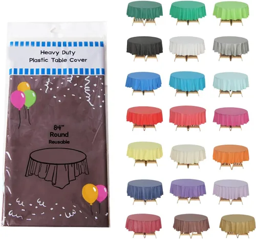 Miniatura 11 de Evershine - Mantel de plástico resistente y reutilizable, paquete de 12 unidades (redondo, 84 pulgadas, aguamarina)
