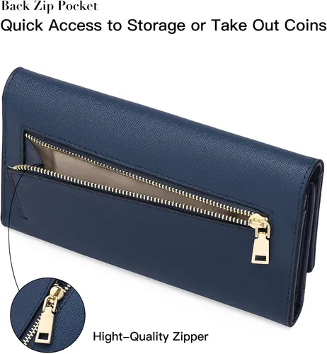 Miniatura 4 de SENDEFN - Cartera de cuero para mujer, portatarjetas con bloqueo RFID, monedero para mujer con cierre