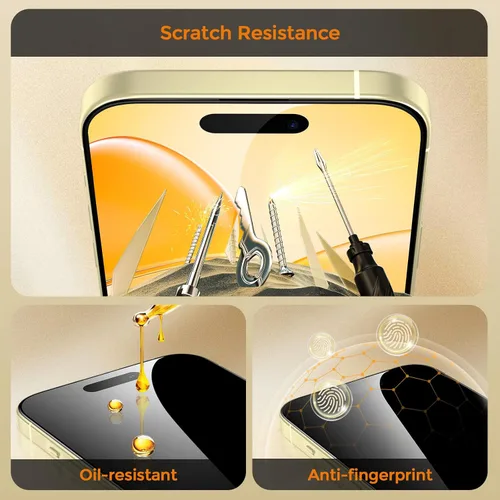 Miniatura 9 de UNBREAKcable Protector de pantalla de privacidad para iPhone 15, cobertura completa, vidrio templado inastillable [borde a borde]