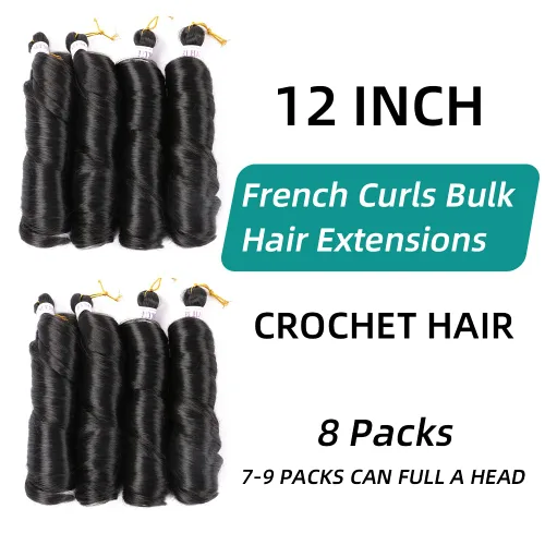 Miniatura 5 de Cabello rizado francés trenzado para trenzas de caja, 8 paquetes de 12 pulgadas, 3.00 oz/paquete, cabello trenzado de onda suelta, extensiones