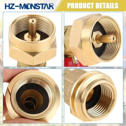 Miniatura 6 de Adaptador de tanque de propano de 20 lb a 1 lb con válvula para cilindro desechable desechable de 1 lb / 16.4 oz, convertir CGA600 a rosca macho