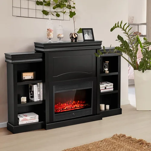 Miniatura 3 de Tangkula Soporte de mantel independiente de 70 pulgadas, gabinete moderno con chimenea para sala de estar, dormitorio, mesa consola de madera