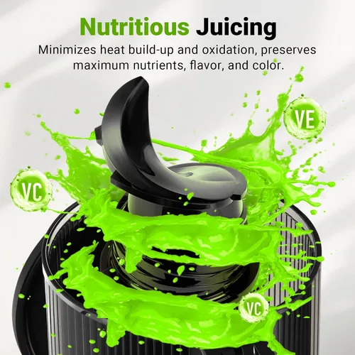 Miniatura 5 de Ventray Máquina exprimidora, exprimidor de prensa en frío con canal de alimentación extra grande de 5.1 pulgadas para verduras y frutas enteras, 250