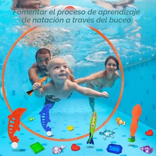 Miniatura 4 de Jasonwell Juguetes de piscina, anillos de buceo, 28 piezas, juego de piscina, juguetes de buceo con anillo de buceo, tesoros submarinos, bandidos