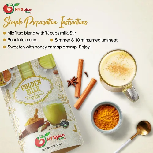 Miniatura 4 de NY SPICE SHOP Golden Milk Superfood en polvo – 4 onzas (onza) Instant Latte Mix Superfood con cúrcuma – Mezcla de superalimentos de cúrcuma, canela