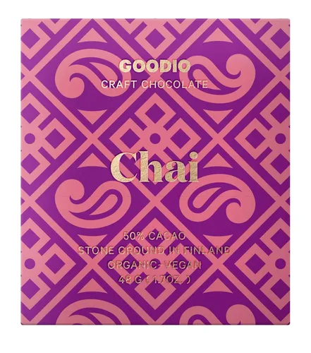 Goodio Barra de chocolate orgánico, Chai 50%, 1.7 onzas, vegano, sin gluten, sin soja, sin OMG