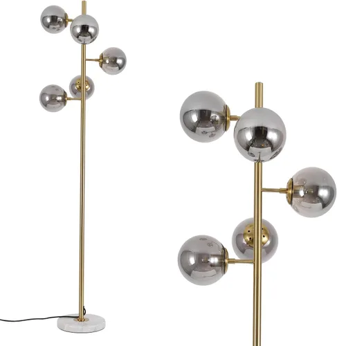 Miniatura 8 de KCO Lighting Five Globe - Lámpara de pie moderna de mediados de siglo, pantalla de vidrio de leche, acabado negro, base de mármol para sala de estar