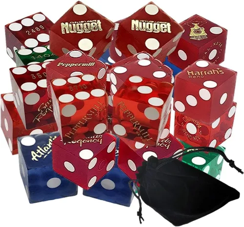 Miniatura 5 de Authentic Nevada Casino Dice Set 19mm Craps Dice (3 Pairs, 6 Dice) Table-Played Mixed Assortment Lake Tahoe Casinos