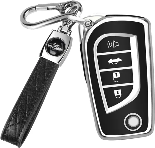 Miniatura 13 de QBUC Funda para llavero Toyota compatible con Toyota Fortuner Tundra Camry RAV4 Highlander Corolla Smart Key Sliver