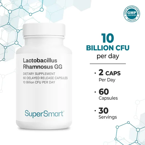 Miniatura 5 de Supersmart - Lactobacillus Rhamnosus GG 10 mil millones de UFC por día (probiótico LGG con inulina) - Apoyo digestivo e inmunológico - Salud