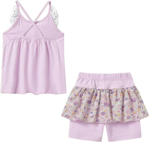 Miniatura 103 de LittleSpring Conjunto de verano para niñas con camiseta sin mangas y pantalones cortos florales