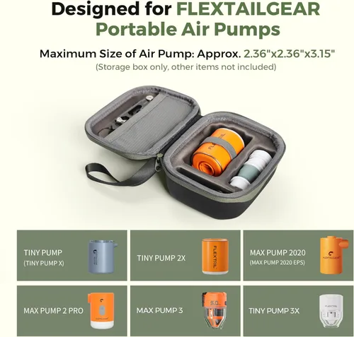 Miniatura 2 de FLEXTAILGEAR Estuche portátil para bomba de aire, material rígido de polipropileno, compatible con bomba pequeña X/Tiny pump 2X/Tiny Pump 3x/Max