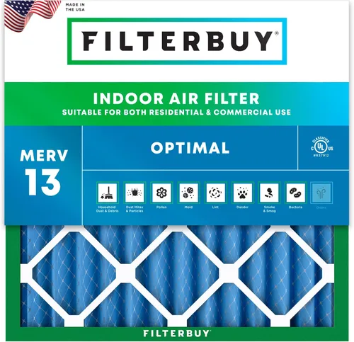 Miniatura 16 de Filterbuy Filtro de aire 8x14x1 MERV 13 Defensa Óptima contra Humo y Alergias (Paquete de 1), Filtros de Reemplazo Electrostáticos Plisados HVAC AC