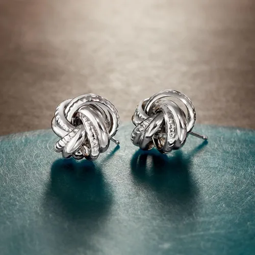 Miniatura 3 de Ross-Simons Pendientes de plata de ley italiana con nudo de amor, Plata de ley, no conocido