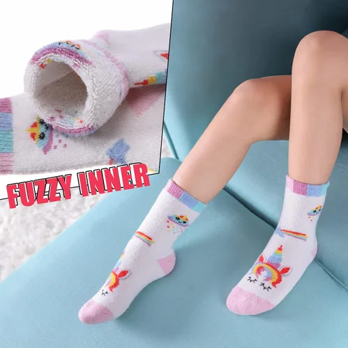 Miniatura 2 de MQELONG Calcetines de lana para niños y niñas, de invierno, de lana cálida, para senderismo, botas gruesas, calcetines acogedores, 6 pares