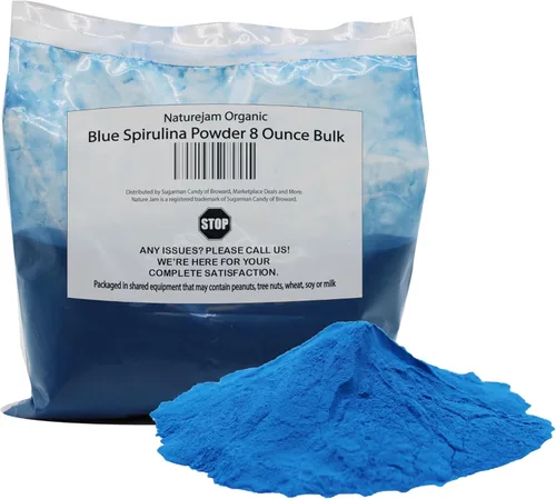 Naturejam Polvo de espirulina azul orgánico, 8 onzas a granel, grado culinario prémium para batidos