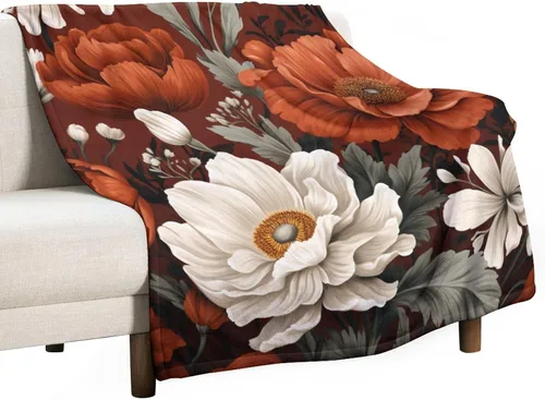 Miniatura 34 de Manta de vellón con estampado botánico de flores de terracota y primavera, manta de franela para el hogar, cama, sofá para niños y adultos, 70 x 80