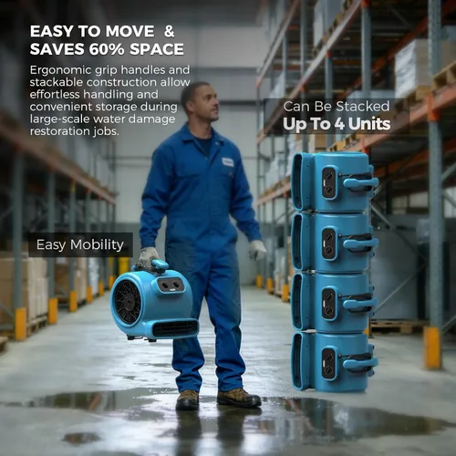 Miniatura 5 de ALORAIR Ventilador de Secado de Piso de 1/3 Hp 2000 CFM, Ventilador Soplador Movedor de Aire con Temporizador con Cable de 20 pies, 3 Velocidades, 5