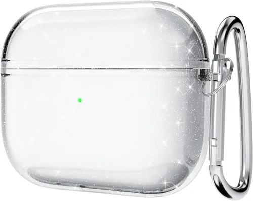 Miniatura 45 de Svanove Funda para Airpods Transparente con Purpurina, Funda Brillante y Bonita para Airpods de 1ª y 2ª Generación con Llavero, Carcasa Rígida