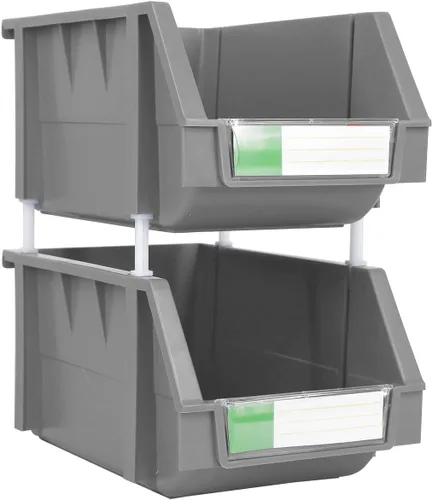 Miniatura 18 de Paquete de 2 cubos de almacenamiento apilables, organizador de polipropileno resistente de 8.4 x 11 x 6.9 pulgadas, diseño colgante y de conexión