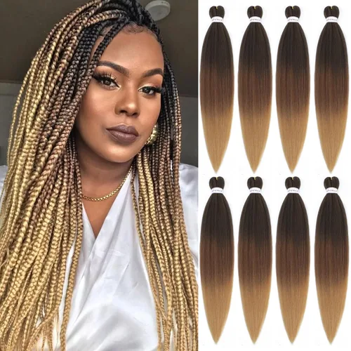 Miniatura 58 de Alrence Cabello estirado para hacer trenzas, trenza larga de 30 pulgadas, 8 paquetes, extensiones profesionales de trenzado de cabello sintético, 1b#