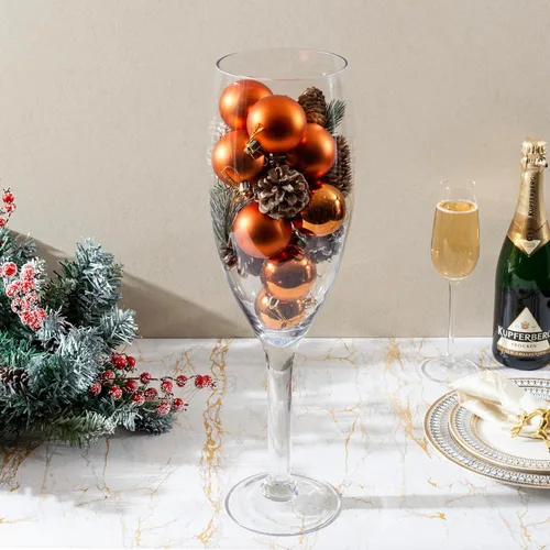 Miniatura 4 de MyGift Jarrón de vidrio de copa de champán de gran tamaño de 20 pulgadas, soporte decorativo grande para corcho de vino, centro de mesa floral