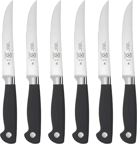 Miniatura 2 de Mercer Culinary Genesis Juego de 7 cuchillos de bistec forjados, acero/negro