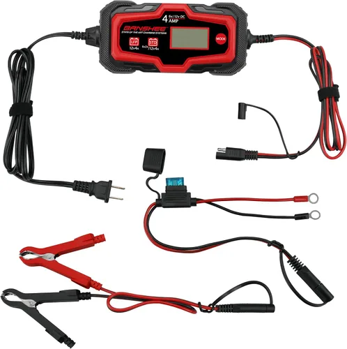 Miniatura 8 de Banshee Cargador de batería inteligente de automóvil 4A, cargador automotriz de 6 V y 12 V, mantenedor de batería, cargador de goteo y cargador