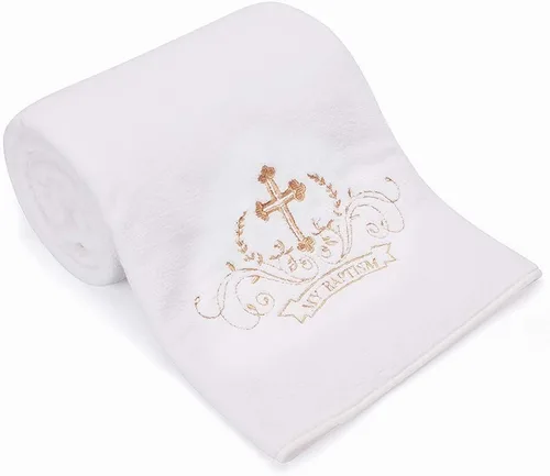 Miniatura 2 de Manta de Bautizo para Bebé Mi Bautizo Dedicación Blanca con Cruz Bordada Manta de Recepción Premium Suave Cálida y Acogedora de Lana de Coral
