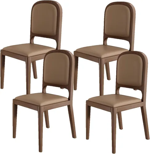 Miniatura 36 de Leather Seat Dining Room Chair with Back, Wooden Dining Chairs Set Kitchen Chair, Dining Room Chairs Armless Seat for Kitchen Living Room Black+khaki