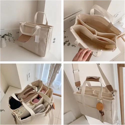 Miniatura 4 de Moonelo Everything - Bolsa de lona para mujer con compartimentos, gran capacidad