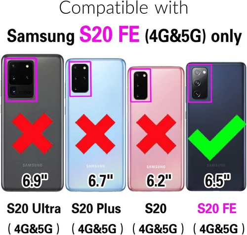 Miniatura 2 de Asuwish Funda de teléfono para Samsung Galaxy S20 FE 5G de 6.5 pulgadas con protector de pantalla y tarjetero RFID, soporte para celda S 20 EF UW