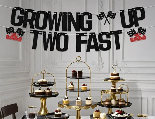 Miniatura 5 de Letrero con purpurina "Growing Up Two Fast Two Fast Twing", decoración de fiesta de cumpleaños con texto en inglés "Two Fast Two Curios