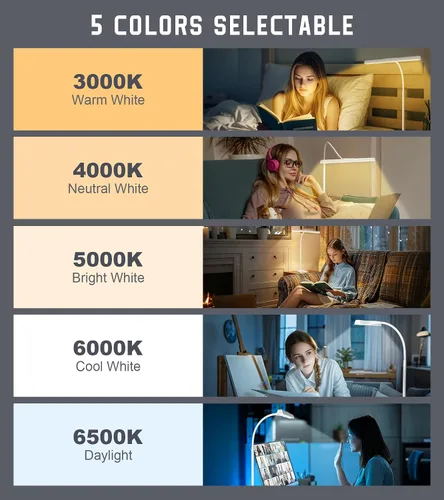 Miniatura 5 de Lámpara de escritorio LED para el hogar y la oficina con base, luz de tarea para arquitectos que cuida los ojos con cuello de ganso ajustable