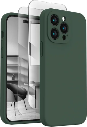 FireNova Funda diseñada para iPhone 14 Pro Case, Silicona Mejorada [Protección de Cámara] Funda de Teléfono con [2 Protectores de Pantalla], Forro
