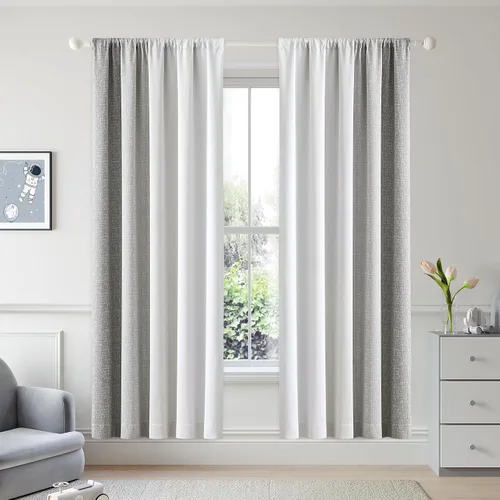 Miniatura 20 de Cortinas Ombre 100% Opacas de 63 Pulgadas de Largo 2 Paneles para Dormitorio Azul Blanco Patrón Degradado Oscurecimiento de Habitación Aislamiento