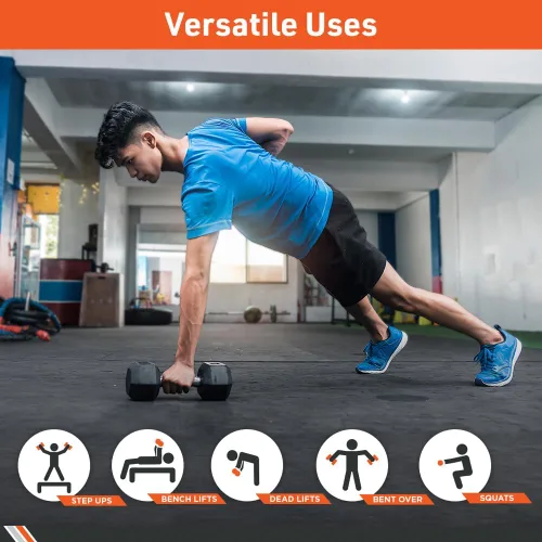 Miniatura 6 de Body Sport Mancuernas hexagonales con revestimiento de goma, par de mancuernas para ejercicios, equipo de entrenamiento de fuerza, accesorios