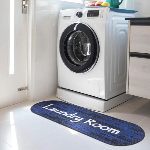 Miniatura 35 de Alfombra lavable a máquina con diseño de texto antideslizante con parte trasera de goma, 2 x 5, para lavandería, para baño, lavadero, 20 x 59
