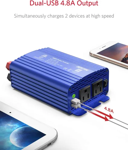 Miniatura 2 de Inversor de corriente DC 12 V a 110 V AC convertidor (azul)