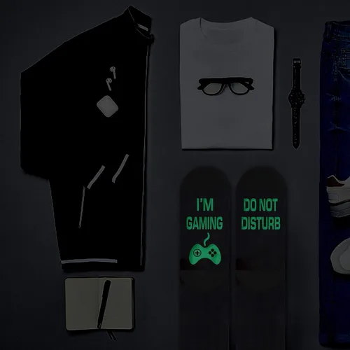 Miniatura 139 de AGRIMONY Calcetines divertidos con texto en inglés «Do Not Disturb Gaming» para hombres, mujeres, adolescentes, niños, Pascua, padres, cumpleaños