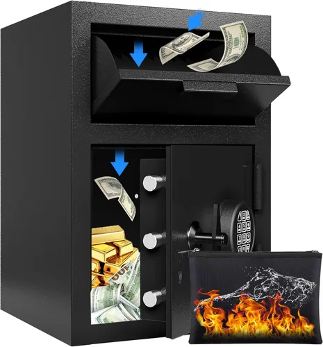 Caja de seguridad con ranura de depósito para negocios, cajas de seguridad para dinero en efectivo con ranura de depósito, caja fuerte de dinero de