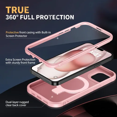 Miniatura 562 de Diaclara Funda diseñada para iPhone 16, mejorada [protección completa de la cámara], carcasa resistente de cuerpo completo con protector de pantalla