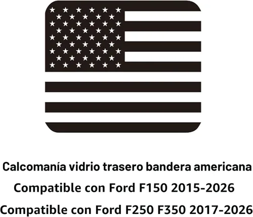 Miniatura 3 de Zxiaochun Calcomanía de bandera para ventana trasera media de la bandera americana para Ford F150 F250 F350 2015-2020 2021 2022 2023 2024 2025 Negro