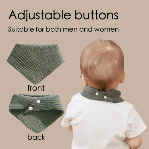 Miniatura 4 de Baberos de muselina, paquete de 8 baberos bandana para bebé, algodón suave extra absorbente, babero para babear y dentición T-6pcs-no resistente al