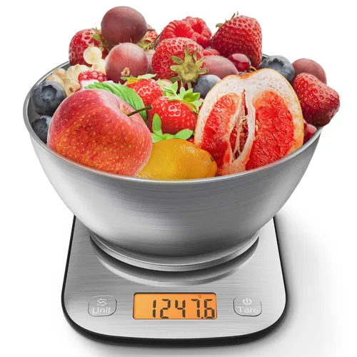 GRAM PRES Báscula digital de cocina para alimentos, gramos, onzas y onzas con IPX6 impermeable, báscula digital profesional de acero inoxidable para