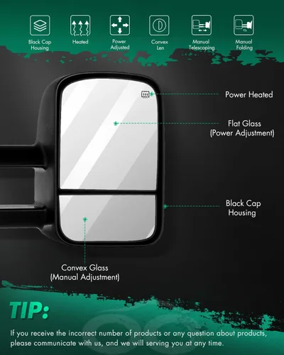 Miniatura 2 de SCITOO Espejos de remolque para Chevy Silverado 2014-2017 para GMC Sierra 1500 2015-2016 para Silverado para Sierra 2500HD 3500HD con control