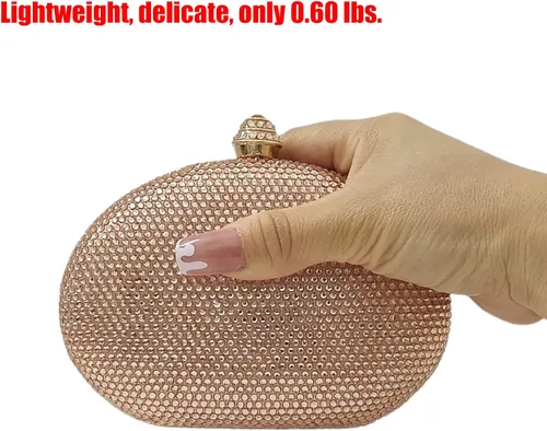 Miniatura 4 de HUANG ZHUANG Bolso de mano de cristal en forma de huevo con diamantes de imitación para mujer, fiesta, boda, lindo bolso