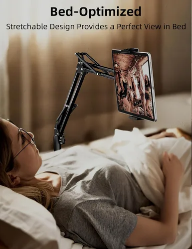 Miniatura 2 de BluuSuuk Soporte de suelo para tablet con base estable de 11 libras, soporte giratorio de brazo elástico de altura ajustable, compatible con iPad