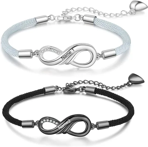 Miniatura 8 de Pulseras de infinito personalizadas para mujeres, hombres y parejas, pulseras a juego con nombre personalizado para parejas, para novio, novia